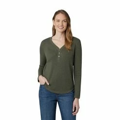 Women's Eddie Bauer Thermal Henley Top Pumpkin Heather -Eddie Bauer Shop unnamed file 128