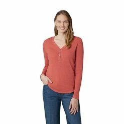 Women's Eddie Bauer Thermal Henley Top Pumpkin Heather -Eddie Bauer Shop unnamed file 129