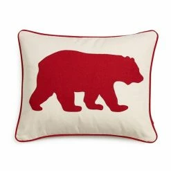Eddie Bauer Bear Applique Twill Throw Pillow Red