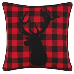 Eddie Bauer Cabin Plaid Stag Head Throw Pillow