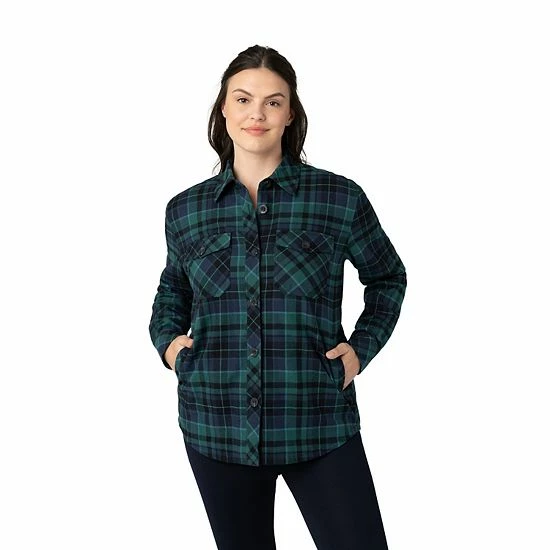 Women's Eddie Bauer Plush-Lined Plaid Shacket Eggplant Navy Plaid 7 Women's Eddie Bauer Plush-Lined Plaid Shacket Eggplant Navy Plaid - Image 5