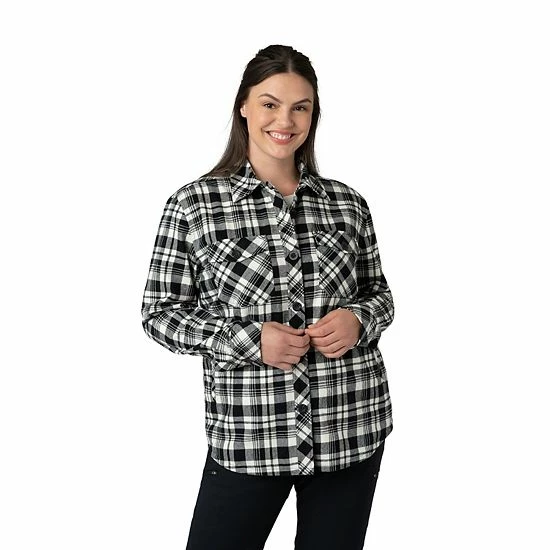 Women's Eddie Bauer Plush-Lined Plaid Shacket Eggplant Navy Plaid 8 Women's Eddie Bauer Plush-Lined Plaid Shacket Eggplant Navy Plaid - Image 6
