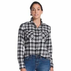 Women's Eddie Bauer Everyday Flex Flannel Shirt Raven -Eddie Bauer Shop unnamed file 454