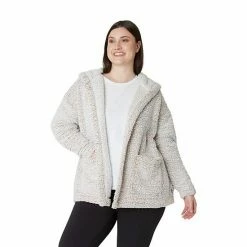Plus Size Eddie Bauer Plush Hooded Cardigan Dark Berry