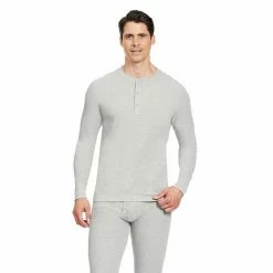 Men's Eddie Bauer Midweight Waffle Henley Light Heather Gray -Eddie Bauer Shop unnamed file 943